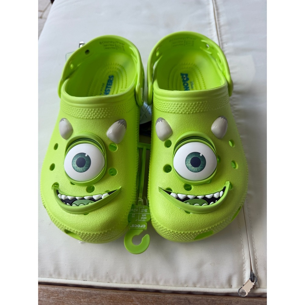 Crocs Disney Pixar Monsters Inc Mike Wazowski Classic Clogs Lime Green M4 W6 NEW
